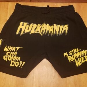 Black Hulkamania Graphic Shorts Large NWOT.   NEVER WORN